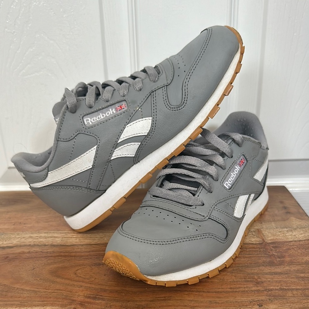 Reebok Gray and White Classic Sneakers